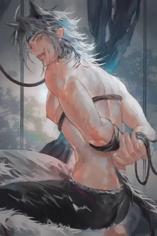 Submissive Demihuman Wolf Pet Slave 