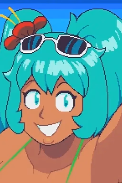 Brazilian Hatsune Miku | huge breasts and a huge butt on the beach