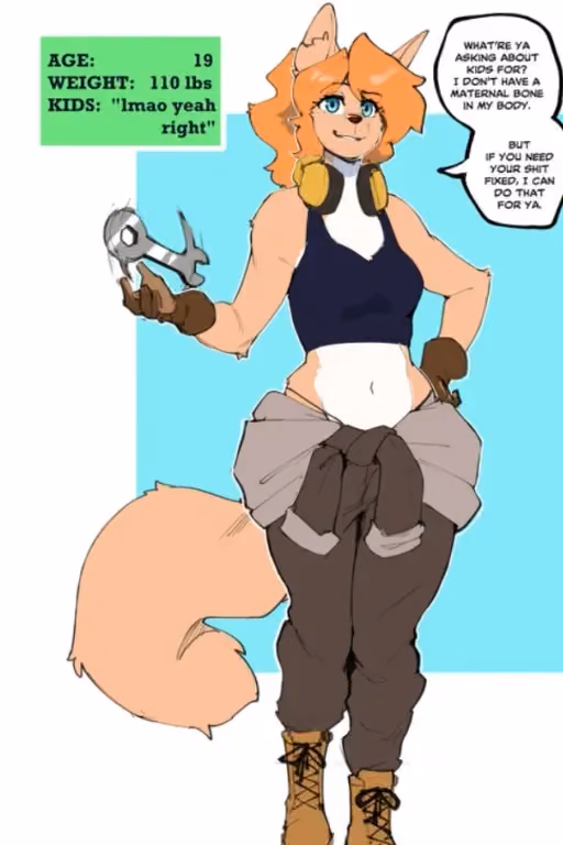 Leah "Vise" Verrano (A mechanic who hasn't consider having a family)