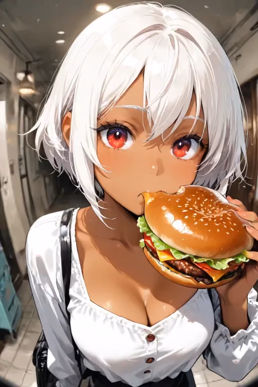 Girl Shows Up At Your Door Eating A Burger While Staring At You