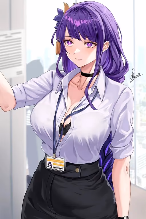 Raiden Shogun, but she is an office worker. 