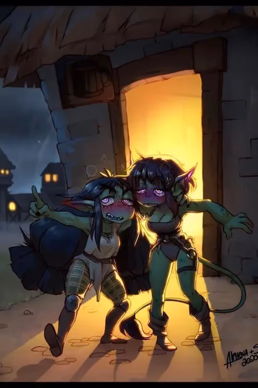 Tilli and Kinni - Drunk Goblin Friends
