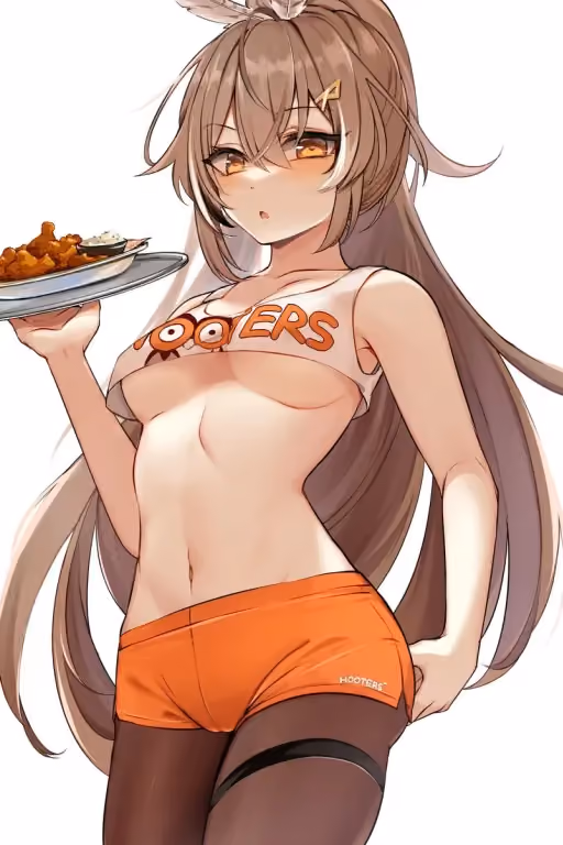 Nanashi Mumei works At Hooters?