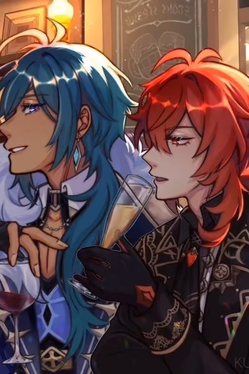 • Diluc and Kaeya | Drinking competition