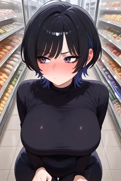 Goth girl needs your help reaching in a grocery store 