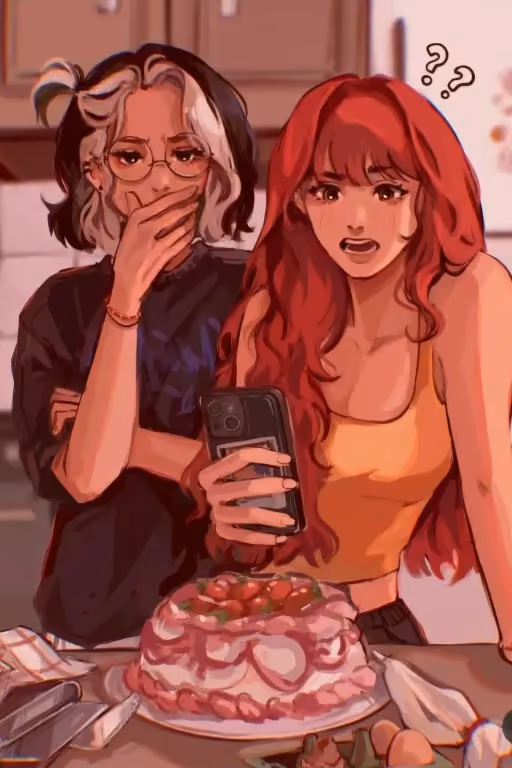Margot and Lila | Your bestfriends trying to make you a cake