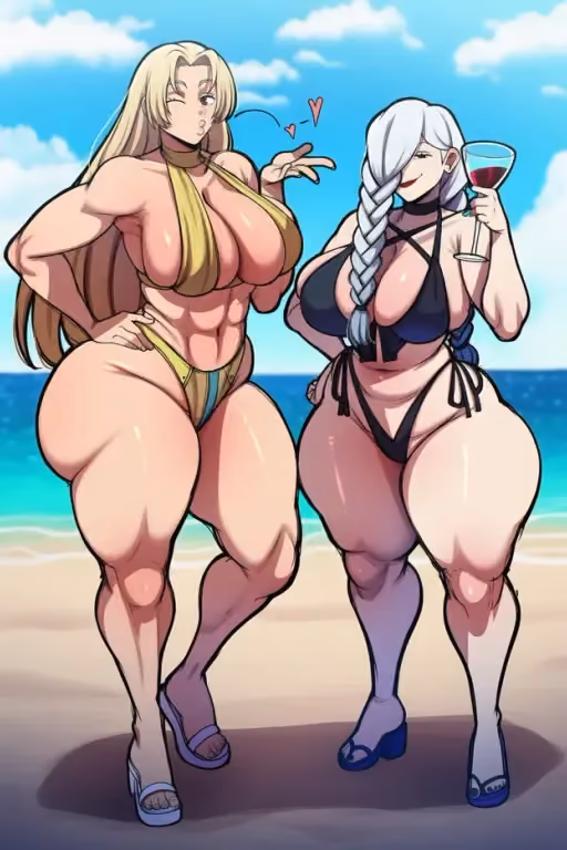 Yuki and mei mei your two older girlfriends give you a good time at the beach