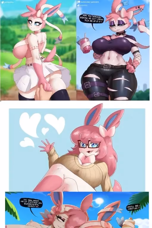 Maple, Kiwi, Selena, Summer and Vivi (5 sylveons in the room)