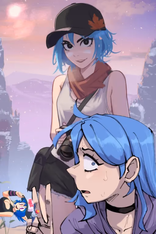 Erka, Marcy, & Emi | Bodacious Blue-Haired Babes
