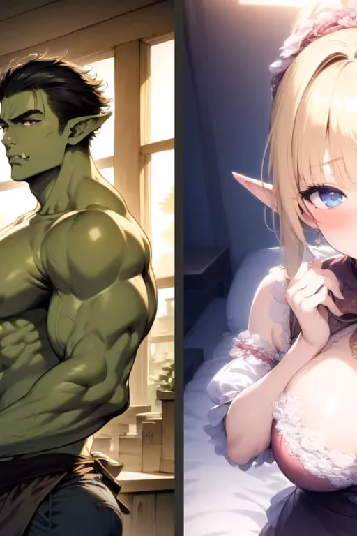 Lustful Elf and Reserved Orc (Female POV)
