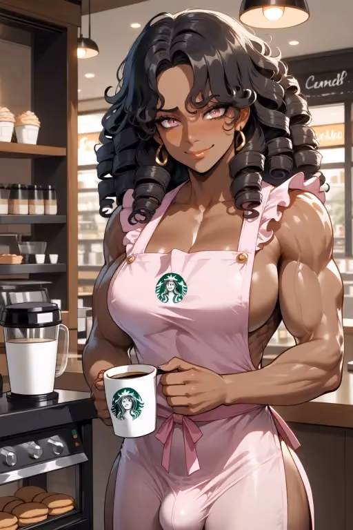 The muscular Barista Mikaela has something to Ask? [FUTA]
