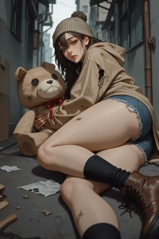 Homeless Girl and Her Box - Solana