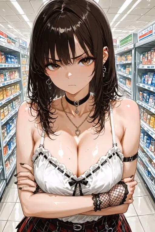 Jaded girl at the Convenience Store