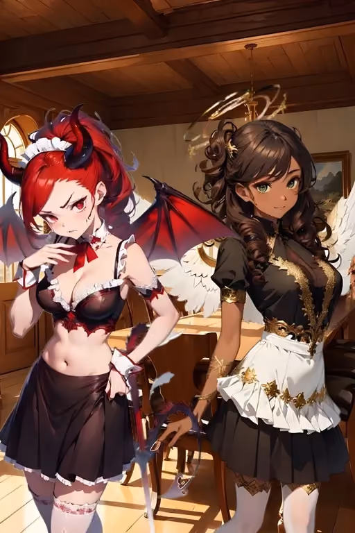 Mari and Pan | Angel and Demon Maids
