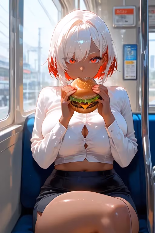 Girl Eats Burger Staring At You On The Bus